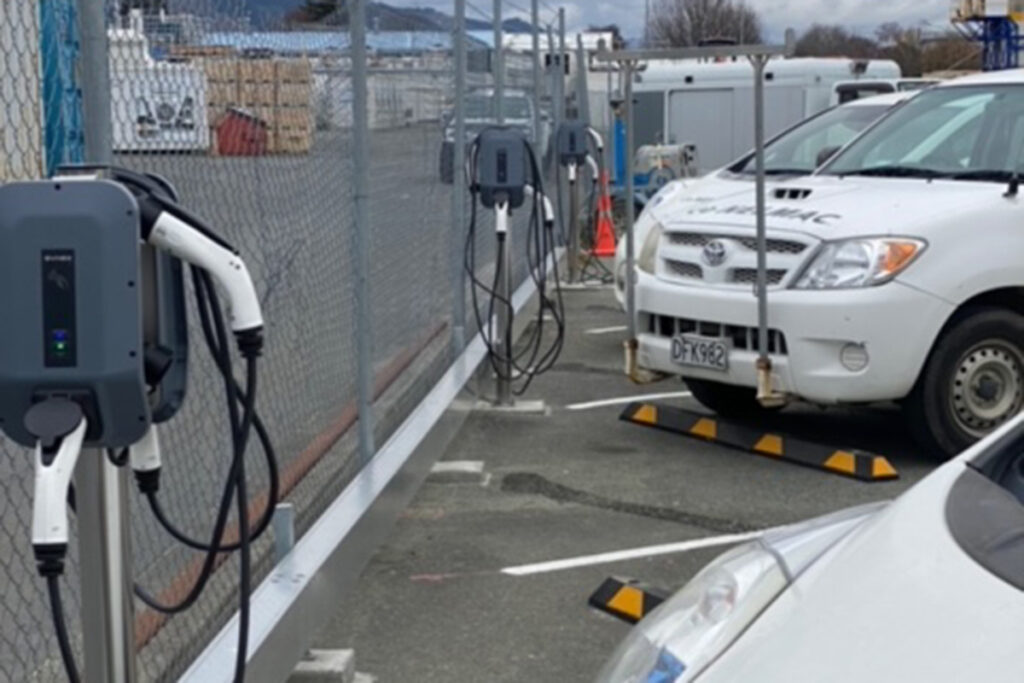 Electric vehicle charging stations installed by ProSwitch Electrical for a commercial EV fleet in Nelson, New Zealand